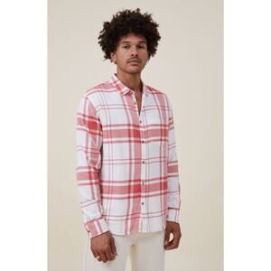 Cotton On Camden Long Sleeve Flannel in Red and White Shirt new tags men’s Small